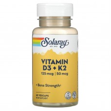 Solaray Vitamin D3 + K2, Soy-Free, 120 Vege Capsules 